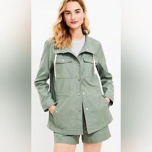 Nwt LOFT Womens Cargo Cotton Twill Drawstring Utility Jacket Size Small
